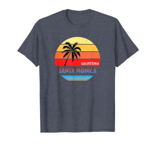 Santa Monica Shirt | Santa Monica California T-Shirt, Men, Heather Blue, Large