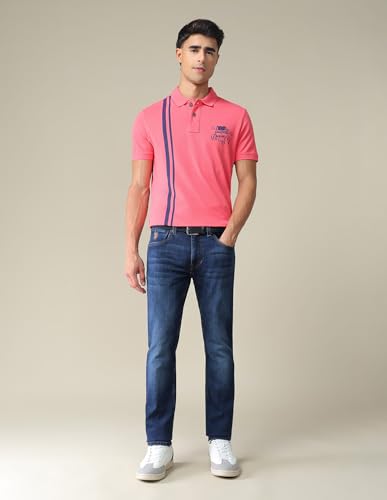 Image of U.S. POLO ASSN. Striped Slim Fit Polo T Shirts for Men - 100% Cotton, Half Sleeves Mens Tshirt