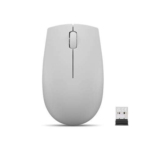Lenovo 300 Wireless Compact Mouse (Arctic Grey) with battery