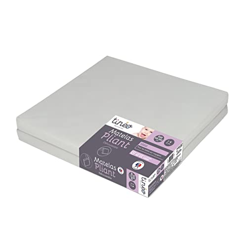 TINÉO - Matelas Bébé Pliant 2 Parties 60x120x4cm, Couchage D'appoint, Déhoussable, Anti-Acariens, Antibactériens, Anti-Moisissures, Fabriqué en France Cover