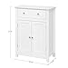 SONGMICS VASAGLE Free Standing Bathroom Cabinet with Drawer and Adjustable Shelf, Kitchen Cupboard, Wooden Entryway Storage Cabinet White, 23.6