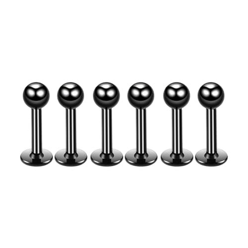 Decentraland zestaw 6 sztuk stal 16G stal nierdzewna 316L 3mm kulka do warg, tragus, piercing do uszu, biżuteria do piercingu ciała. Zestaw zawiera kolczyki z kulkami o długości 6/8/10 mm, pierścienie