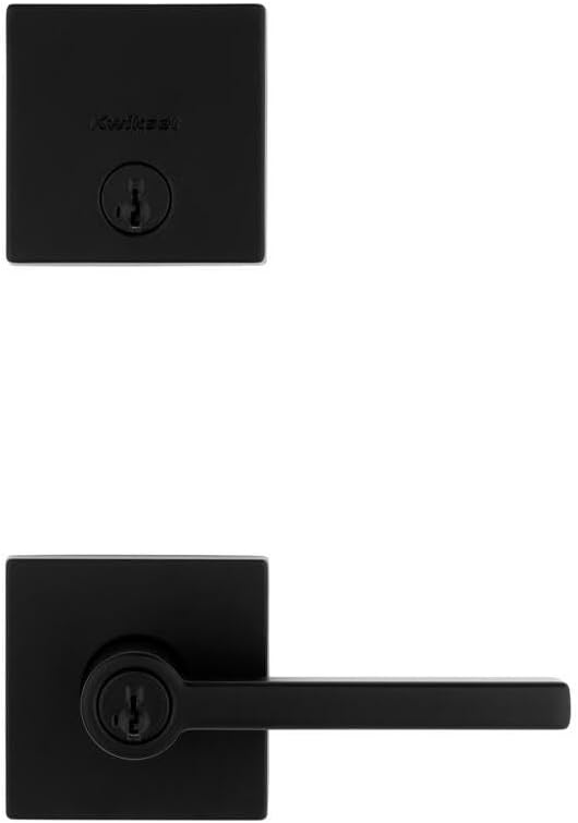 Kwikset Halifax Keyed Entry Lever and Single Cylinder Deadbolt Combo Pack featuring SmartKey® in Matte Black