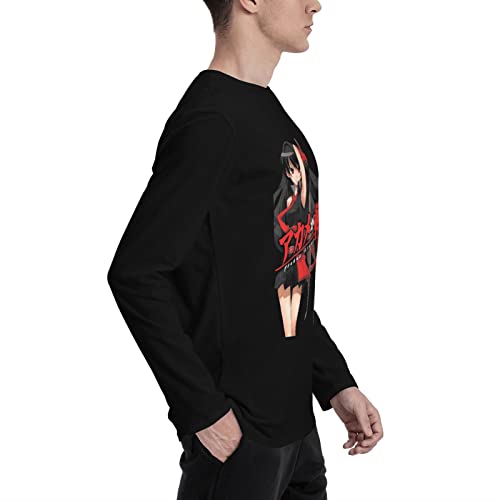 Akame Ga Kill Akame T Shirt Anime Men Casual Round Neck T-Shirts Long Sleeve Tee Black #TOP2