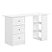 [en.casa] Scrivania con 3 Ripiani e 3 Cassetti 120 x 49 x 72 cm Tavolo da Computer PC Postazione di Lavoro Tavolo da Studio - Bianco