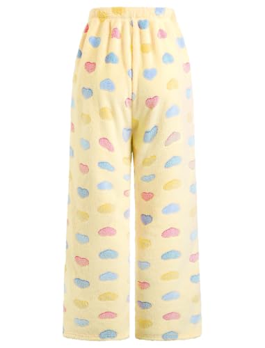 Image of ZAFUL Women's Fuzzy Plush Pajama Pants Wide Leg Pj Bottoms Lounge Pants | Soft Fluffy Sleep Pants Drawstring Elastic Waist Teddy Pjs for Women No Pockets