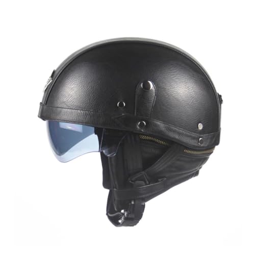 Casco de motocicleta retro negro que evita impactos en la cabeza con PU y ABS