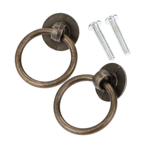 Tiradores vintage para muebles de cocina con aro móvil en tono bronce y diseño retro 3