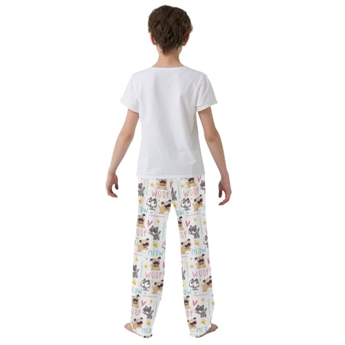 Cute Pug Dogs Cats Boys Pants for Kids Jogger Pants with Pockets S-XL3