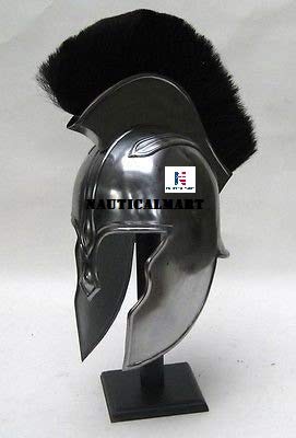 Achilles Greek Troy Armor Helmet with Black Plume ~ Medieval Knight Crusader Spartan - Steel Armor Role Play LARP Reenactment Halloween Cosplay Costume