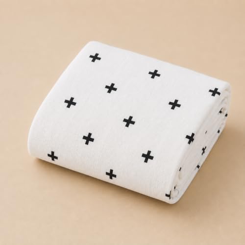 Image of 100% Cotton Muslin Baby Swaddle & Bath Towel, 120 x 120 cm (47 x 47 Inches), Soft & Breathable Newborn Baby Swaddle Wrap, Lightweight Cotton Baby Blanket, 0-18 Months, Coconut + Black Plus, Set of 2