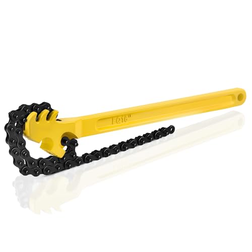 SLNIHAMS 16 Inch Chain Wrench, Heavy Duty Oil Filter Chain Wrench Adjustable 27