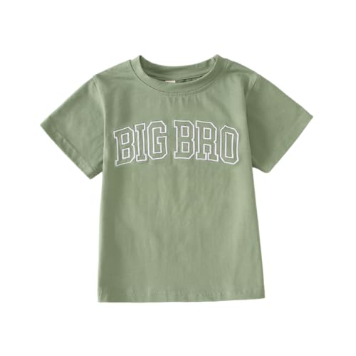 Big Brother Shirt Jungen Drucker T-Shirt Kinderkleidung mit Big BRO Motiv Großer Bruder Shirts Baby Ankündigung Tops Sommer Kurzarm T-Shirts Geschwister Matching Outfit(Grün 3-4Jahre)