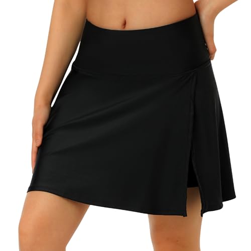 ANIVIVO Women's Swim Skirt Bathing Suit Bottom High Waisted Swim Skort Tummy Control Split Swimsuit Bottom with Pockets