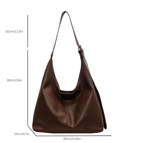 Image of Hobo Shoulder Bag for Women - Soft PU Leather Slouchy Tote Purse | Casual Lightweight Handbag for Work, Travel & Everyday Use