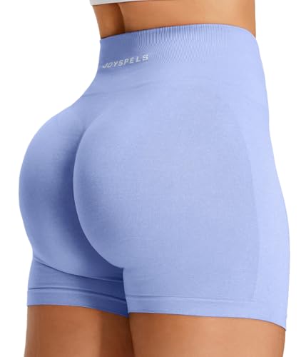 JOYSPELS Kurze Sporthose Damen Sport Shorts High Waist Radlerhose Kurz Leggings Push Up Gym Laufhose Scrunch Leggins Sommer(Hortensie M)