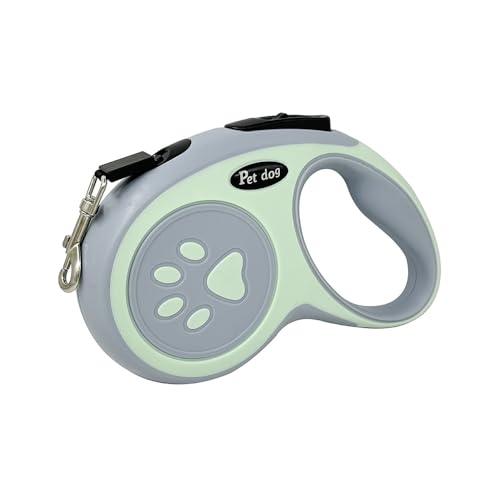 FluffyFavPets Correa Retráctil para Perro 3m 5m - Correa Extensible Cinta de Nylon Resistente Sin Enredos - Freno y Bloqueo a Una Mano - Mango Antideslizante (Azul/Negro/Rosa/Verde)