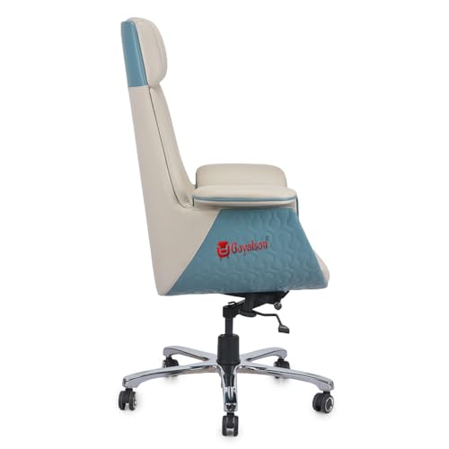 Image of GOYALSON Comfortable Revolving Chair for Director Principal Manager Office with arm Rest with Wheels and Cushioned seat Back (1, Blue, Premium Design High Back)