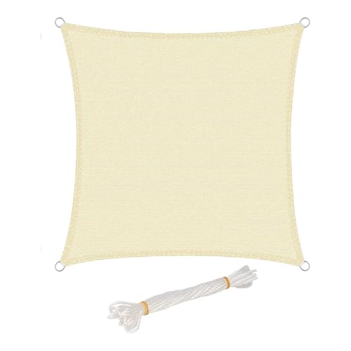 WOLTU Toldo Vela de Sombra Rectangular 2x4 m HDPE Transpirable Anti Rayos UV Solar protección 85% Resistente y para Jardín, Patio, Exteriores Arena, Crema