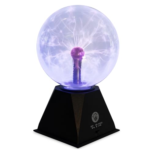 kicko 10-inch plasma ball - blue plasma globe touch and sound sensitive - nebula thunder lightning lamp plug-in for science decor - crystal ball for bedroom, parties, kids, and home decoration