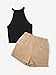 Floerns Women's 2 Piece Outfit Sleeveless Rib Knit Halter Top and Shorts Set Khaki X-Small
