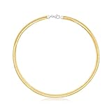 Ross-Simons Italian 6mm Reversible Omega Necklace in 2-Tone Sterling Silver. 16 inches