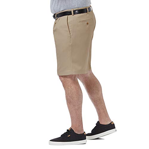Haggar Men's Cool 18 Pro Straight Fit Stretch Solid Pleat Front Short, khaki, 32 image 3