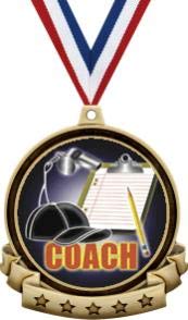 Coach Medals - 2.5" Gold Coaching Medal Award Includes Red White and Blue Neck Ribbon