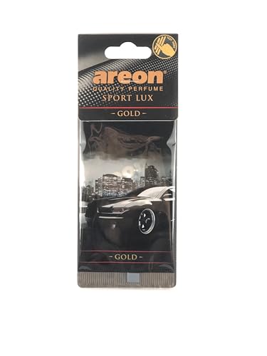 Image of AREON Sport Lux GOLD - Hanging Cardboard Air Freshener for Car, Home & Office - Premium Cologne Perfume with Natural Fragrances - Long Lasting, Fresh, Luxurious Scent - Stylish Design