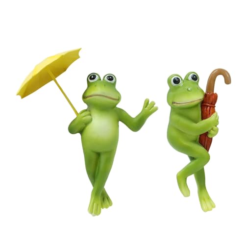 Obotsnoi 2 macetas para colgar ranas, figuras decorativas de animales, estatua de resina, decoración de jardín, estatua de ranas de resina