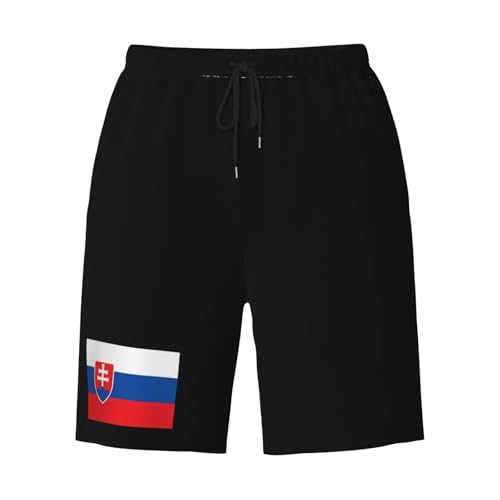 Slovakia Flag Men's Quick-Dry Board Shorts 7" - Swim Trunks Summer Hawaii Beach3