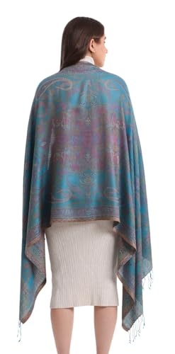 Image of EH KANI GOLD & JAMAWAR SILK SUPER SOFT FLORAL & PAISLEY PASHMINA STOLE SCARF