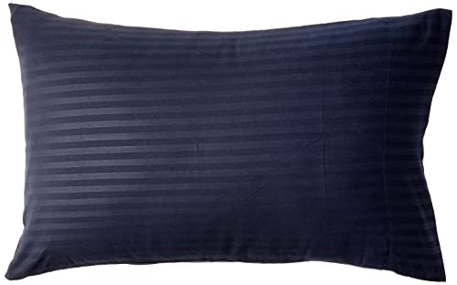 Image of Sweet Home Collection 8 Piece Bed in a Bag with Dobby Stripe Comforter, Sheet Skirt, and Sham Set, Twin, Navy, 8