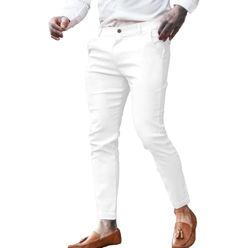 Mens Dress Pants Fashion Slim Fit Chino Pencil Pant Skinny Stretch Comfy Feet Pants Trousers Casual Pant