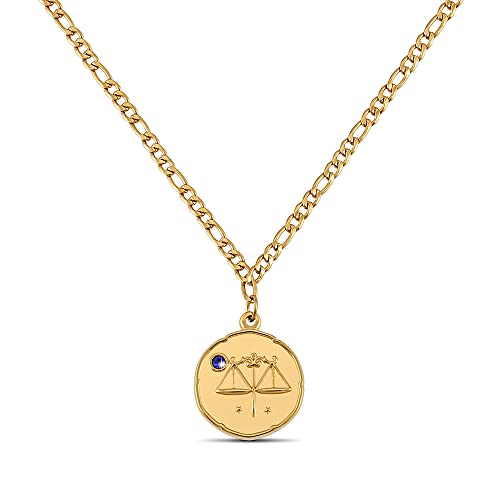 GD GOOD.designs Collar de signo zodiacal Libra de oro con piedra