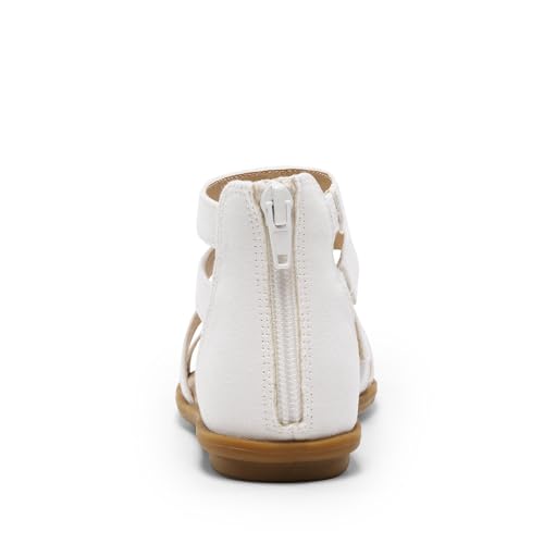DREAM PAIRS Girls Gladiator Sandals with Zipper Strappy Sandals Toddler/Little Kid/Big Kid,Size 1 Little Kid,Matte White,SDSD2215K4