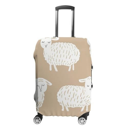 Doodle Style Sheep Luggage Cover, Washable Elastic Suitcase Cover Protector Fit 18-32 Inch Luggage