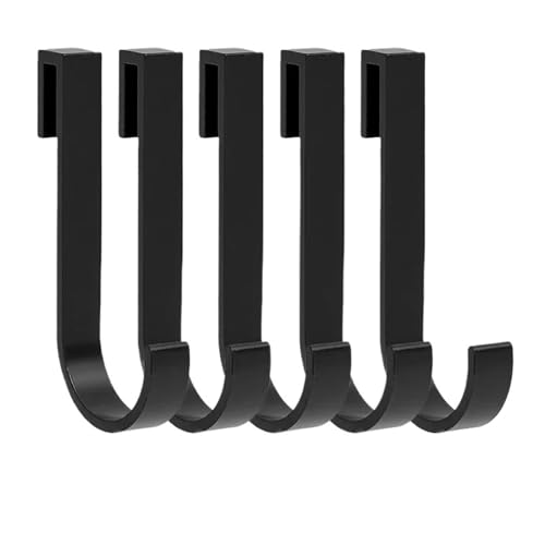 BARRINS Over The Door Hooks 1/30PCS J-Shaped Removable Hooks Bathroom Organizer Rack Hook Metal Door Cabinet Hook Clothes Hats Towel Hanger Storage Supplies(Black,5PCS)