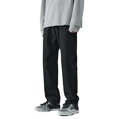 Jean ample homme en denim noir robuste inspiré de la mode coréenne large