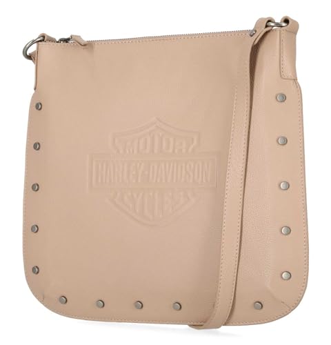Harley-Davidson Women's Flat Studded Bar & Shield Crossbody Bag - Tan3