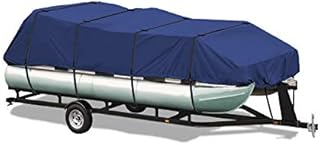 EliteShield Pontoon Boat Cover, Waterproof Marine Grade 600D Polyester Trailerable Boat Cover for Pontoons and Deck Boat Size 21ft to 24ft Long Navy Color