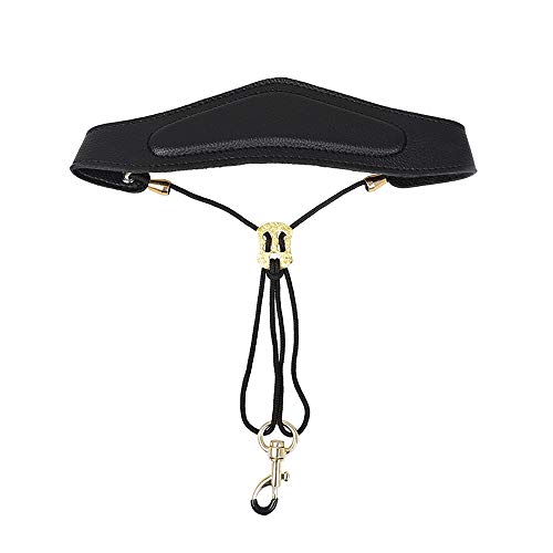 Saxophone Shoulder Strap, Soft Comfortable PU Leather Sax Neck Strap Padded Lanyard Holder