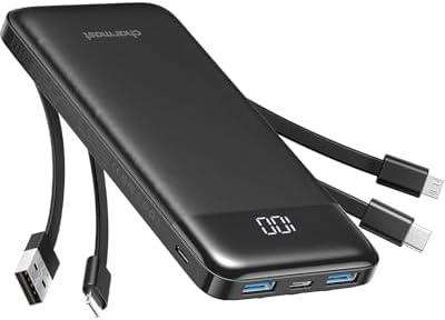 Charmast Power Bank with Built in Cables, 10000mAh USB C Battery ...