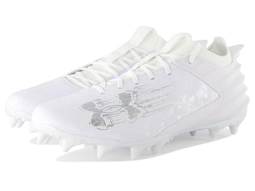 Under Armour Men's Blur Smoke Suede 2.0 MC, (101) White/White/Metallic Silver, 8.5, US