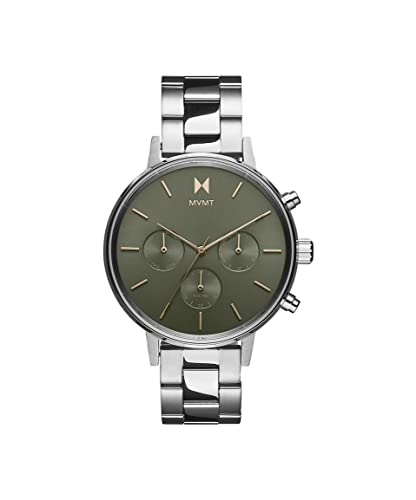 Image of MVMT Nova Qtz Multifunction Green Round Dial Women's Watch|Stainless Steel Material|Silver Color Band - 28000192-D