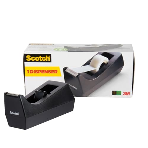 Scotch C-38 Desktop Tape Dispenser, Black, 1-Inch Core, Weighted Non-Skid Base - image 1