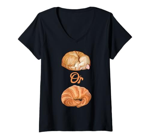 Womens Cat or Croissant? V-Neck T-Shirt