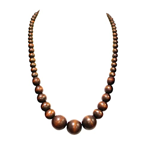 Perles en Bois Naturelles Collier Pour Hommes Femmes Chaîne Bois Unisex Gradient Granule Perle Marron Cadeau Diplômé Anniversaire Noël Jour du Père Mère...