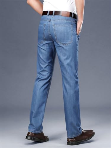 Men's Soft Modal Fabric Jeans Classic Business Straight Leg Denim Pants Work Trousers3