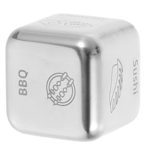 Vaguelly Dados de Comida de Acero Inoxidable Pequeños para Decisiones Gastronómicas Dados de Bolsillo Únicos para Entretenimiento y Accesorios de Juego Adecuado para Cenas y Reuniones